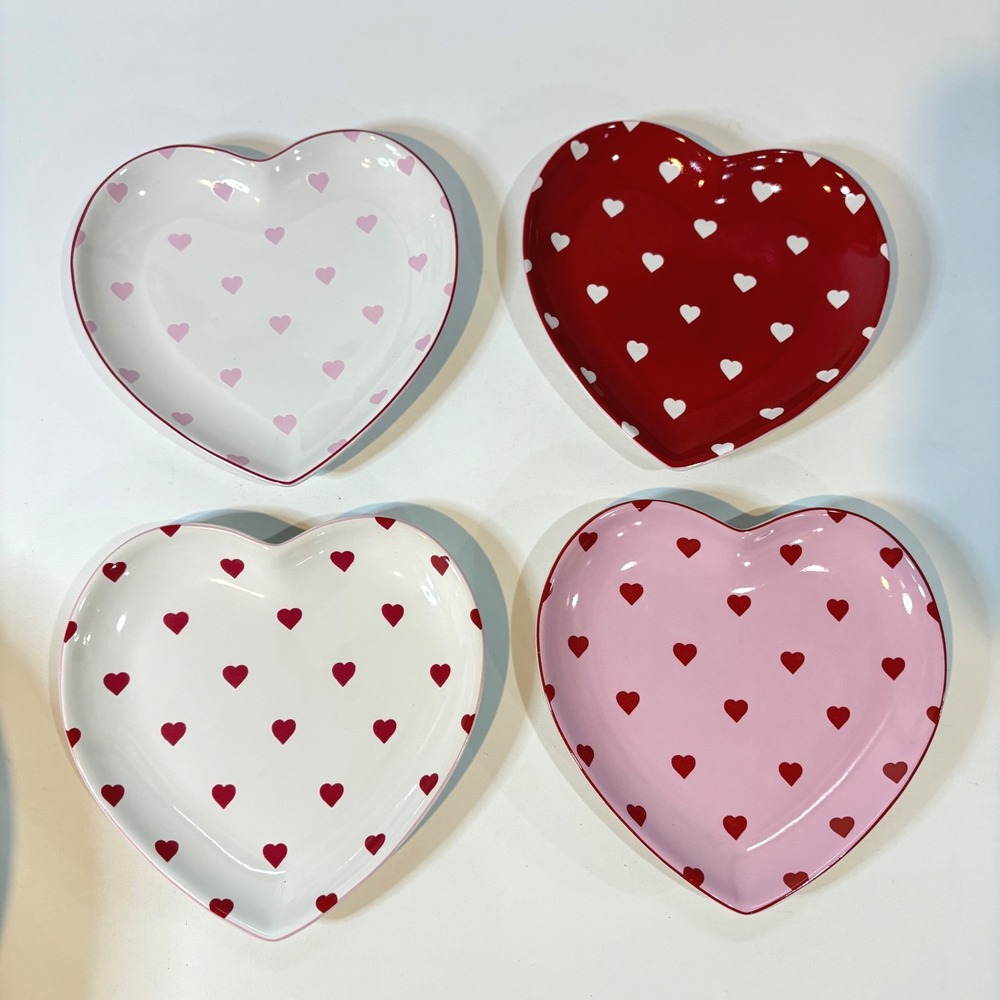 Rosanna Teeny Tiny Hearts Set of 4 Sweets Plates Valentine Heart Shaped Ceramic